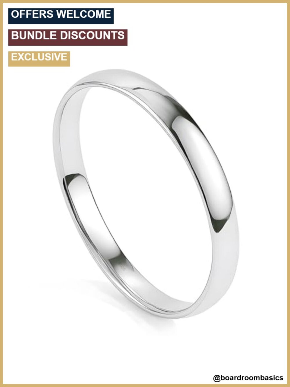 925 Sterling Silver 8mm Polished Flat Bangle